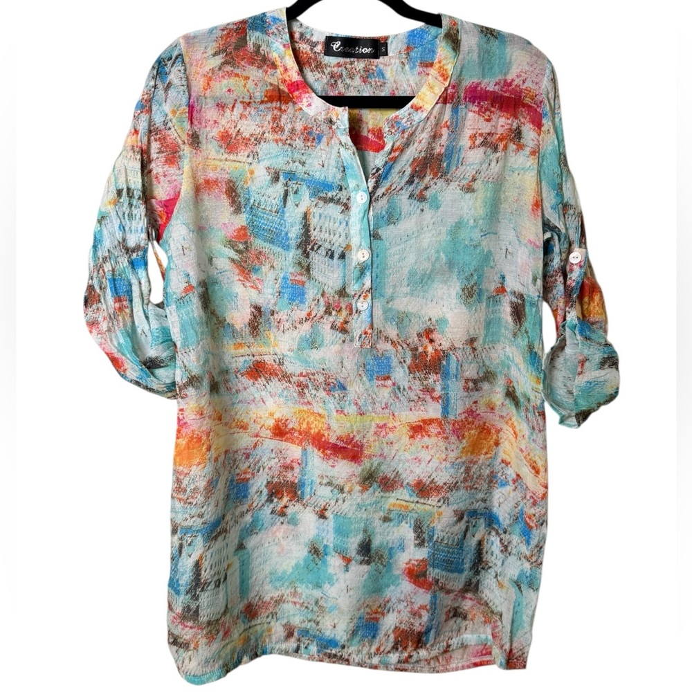 ** Creation Small Colorful Abstract Women's Blouse